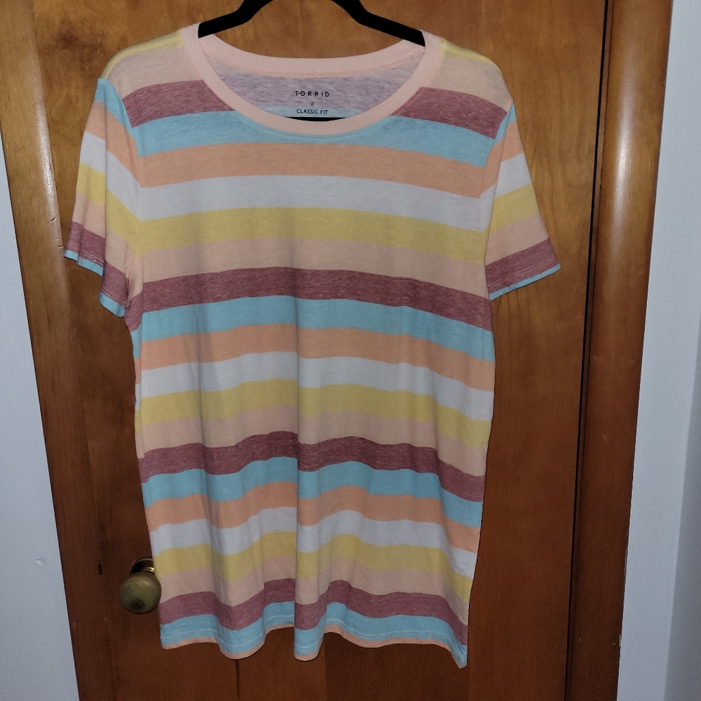 Torrid Yellows, Oranges and Blues Stripe T-shirt